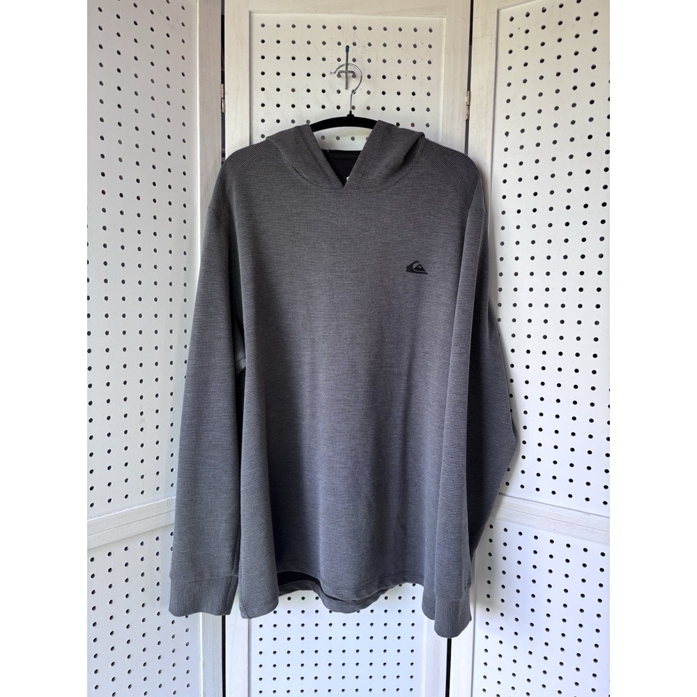 Men's XL Quiksilver DryFlight Hoodie Waffle Knit Performance Pullover Gray